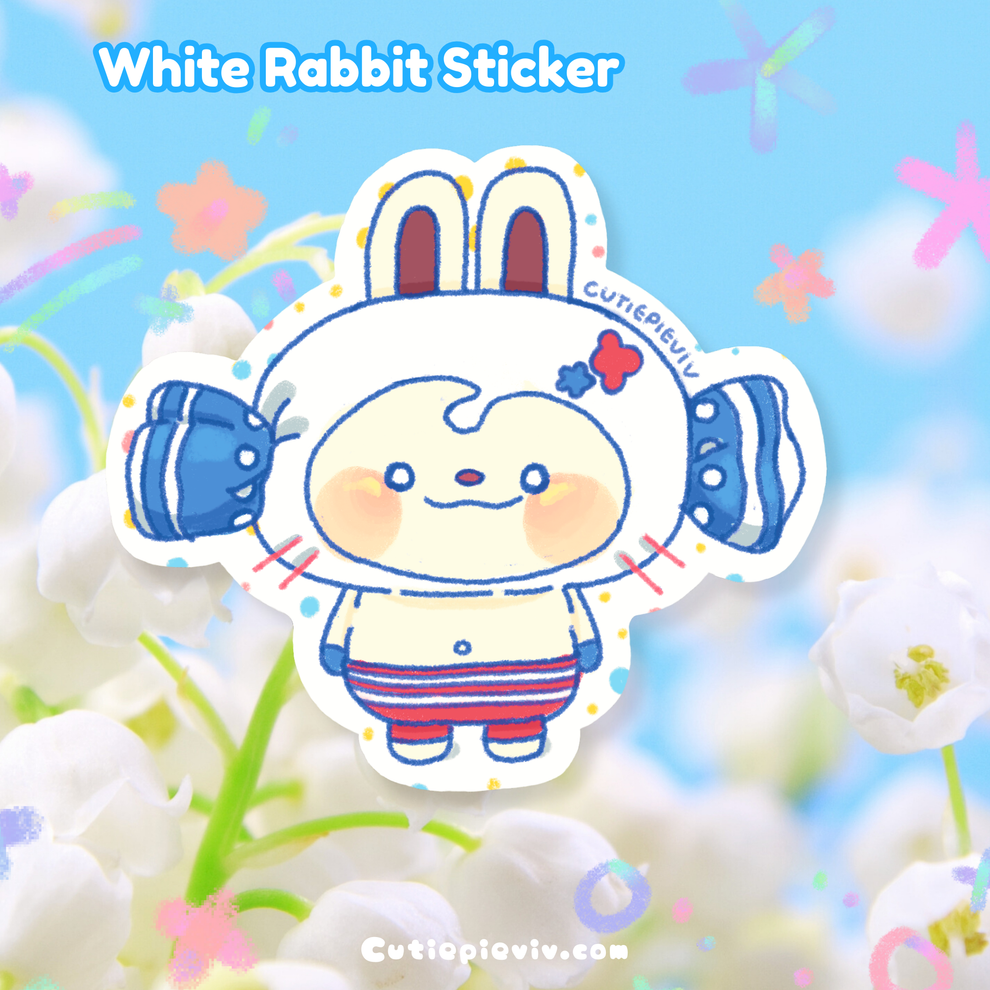 White Rabbit Candy Sticker – Cutiepieviv